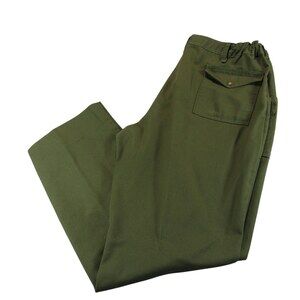 Boy Scouts Mens Uniform Pants 38 x 31 Olive Green Cotton Elastic Waist Pockets
